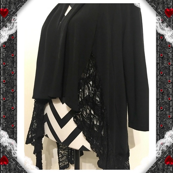 Maria Gabrielle Lace Inserted Open Front Cardigan - Picture 3 of 8